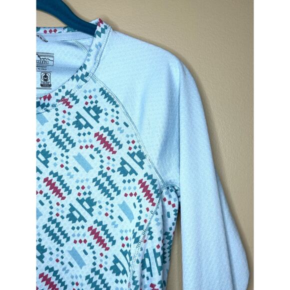 Patagonia Capilene Midweight Crew Base Layer Top Women's Small Blue Aztec - Picture 2 of 12
